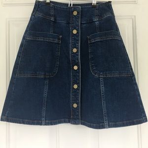 NWT Boden Denim Button Down A-line Skirt